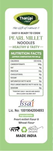 Thanjai Natural Pearl Millet Noodles 180 Grams X 2 (360 Grams) of Homemade Natural Noodles (No Preservatives, No Chemicals, No Artificial Extract) — image 3