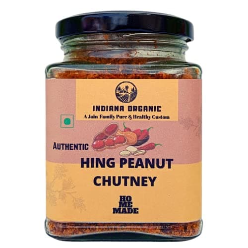 Indiana Organic Hing Peanut Chutney, Hand Pounded Hing Peanut Chutney | Shenga Chatni - 150 gram | No Onion & Garlic