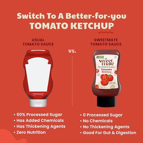 Sweetmate No Garlic Onion Tomato Ketchup | No Added Sugar & Jaggery | Jain & Fasting Friendly | Tastes Like Regular Ketchup | No Artificial Colors, Flavours or Thickeners | Ideal for All Ages – 300g — image 6