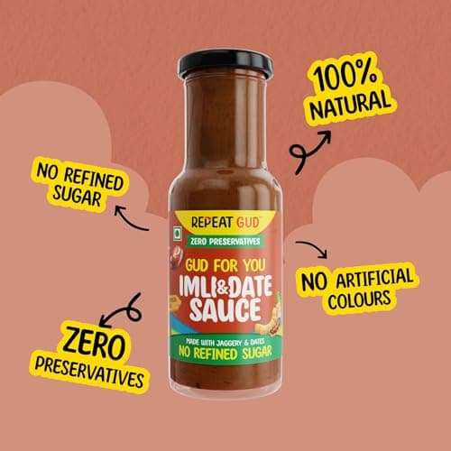 REPEAT GUD Healthy Imli & Date Sauce 100% Natural Ingredients | No MSG | No GMO | No Refined Sugar, Made With Jaggery & Dates | 100% Chemical & Preservative Free | GUD For Kids | 100% Vegetarian | 225 gm — image 3