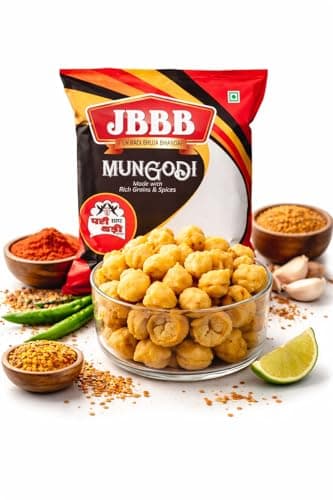JBBB Jain Rajasthani Mangodi/Mungori 400gm Pack | Homemade Moong Dal Wadi/Badi | Traditional Dry Dal Nuggets for Sabzi Curry Pulao Rice Dishes | Ready to Cook Vegetarian Food | No Added Preservatives