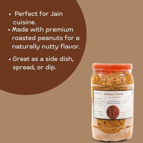 Solapuri Peanut Chutney Powder 350g | Authentic Maharashtrian Solapur Style Dry Chutney | Without Garlic & Onion | Jain Friendly Groundnut Chatni | Spicy Peanut Chutney for Bhakri, Roti, Dosa, Idli & Snacks — image 2