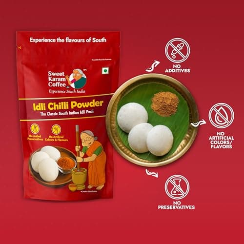 Sweet Karam Coffee Idli Podi (Chilli Gun Powder) – 180g | Authentic South Indian Homemade Spice Mix | Aromatic & Flavorful | No Preservatives | Tasty & Healthy | Perfect with Idli, Dosa & Rice — image 6