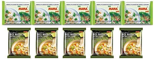 MAMA Vegetarian Gluten Free Combo Pack Of 10 - Rice Vermicelli Noodles And Rice Vermicelli Clear Soup - 550 Gram