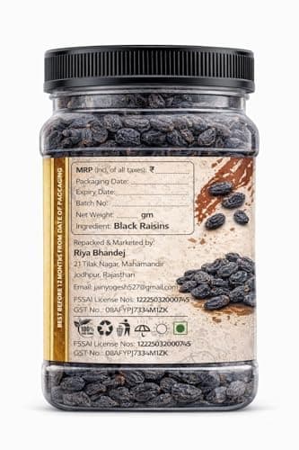THE JAIN FOOD Seedless Black Raisins - 1 Pack | Dry Grapes Kali Kishmish Dry Fruits (500 Gm) — image 3