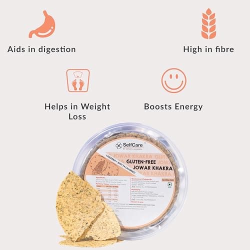 SelfCare By Suman Agarwal Gluten-Free Jowar Khakhra Pack of 1 250g | Roasted-Healthy-Snacks-Crackers-Namkeen-Grocery | Crispy & Chatpata - Tea time - Eat with Dip | Jain & Travel Friendly — image 3