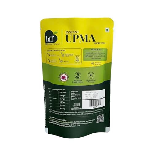 Instant Upma - Pack of 4 (90g Each) | Indian Breakfast Mix | Just Add Water | Made with Semolina & Spices | No Added Preservatives | No Onion, No Garlic — image 2