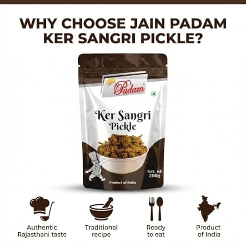 JAIN PADAM Ker Sangri Pickle | Traditional Rajasthani Achar | Authentic Spicy & Tangy Taste | Homemade Style Pickle 200gm — image 3