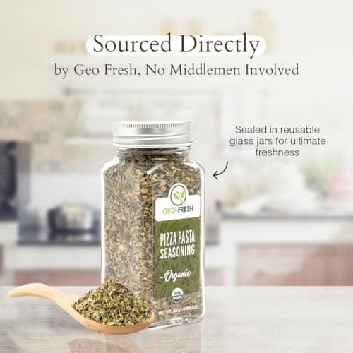 Geo-Fresh Organic Pizza Pasta Seasoning, 25g | Aromatic & Flavourful Blend | Sprinker for Pizza, Pasta, Stews, Salads | No Artifical Colour & Preservatives| 100% Organic, Non-GMO, USDA Certified, Jaivik Bharat Certified — image 4