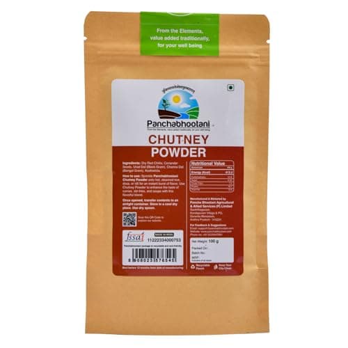 Panchabhootani Chutney Powder 100g | Savour As Dip Or Chutney, Sprinkle Over Dosa & Idly, Long-Shelf Life, No Garlic & Onion, No Added Preservatives & Colour, Purely Hand Picked lentil & Red Chilies — image 2