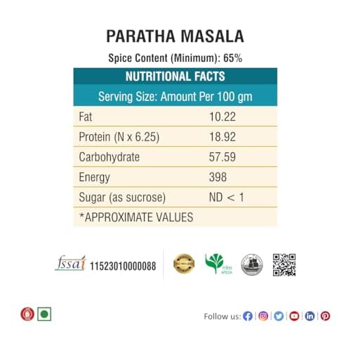 Bhoj Masale Paratha Masala Net 450GM (Gross 500gm) | Premium Artisanal Jain Spices with Rich & Strong Flavour | Ready to Use | No added colours | No Onion and No Garlic (Jain Friendly) — image 2