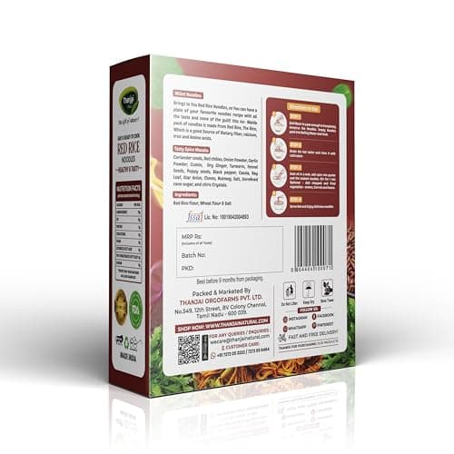 Thanjai Natural Red Rice Millet Noodles 180 Grams X 2 (360 Grams) Of Homemade Natural Millet Noodles(No Preservatives, No Chemicals, No Artificial Extract), Vegetarian — image 2
