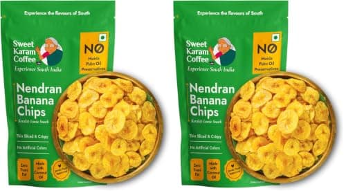 Sweet Karam Coffee Nendran Banana Chips – 200 grams | Made with 100% Coconut Oil | No Preservatives | Kerala Special Crispy, Thin Sliced Yellow Plantain Wafers | Healthy Tea Time Snack — image 8