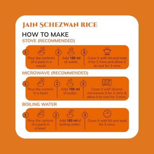 Bowlful Jain Schezwan Rice | Ready-to-Eat Meal | No Onion No Garlic | Spicy Indo-Chinese Rice | Natural Ingredients | 70g Net Weight (250g After Rehydration) | Pack of 3 | No Added Preservatives & Colours | Microwaveable — image 5