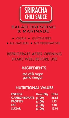 SUNNYS IN A BOTTLE – Sriracha Chili Sauce | Salad Dressing, Marinade & Sauce | 250ml | Vegan, Gluten-Free, No Preservatives | All Natural — image 4
