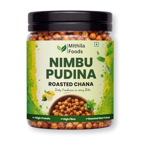 MITHILA FOODS 500g Nimbu Pudina Roasted Chana | Desi Chickpeas | Whole with Skin | Crunchy Vegan Gluten-Free High Protein SMART Snack | Authentic Bihari Bhuna Chana Snacks Tangy Lemon Mint Flavor — image 4