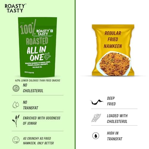 Roasty Tasty All in One | No Onion No Garlic Roasted Namkeen Mix | Healthy Indian Snack with Peanuts, Millets, Dry Fruits 125g x 3 Packs — image 5
