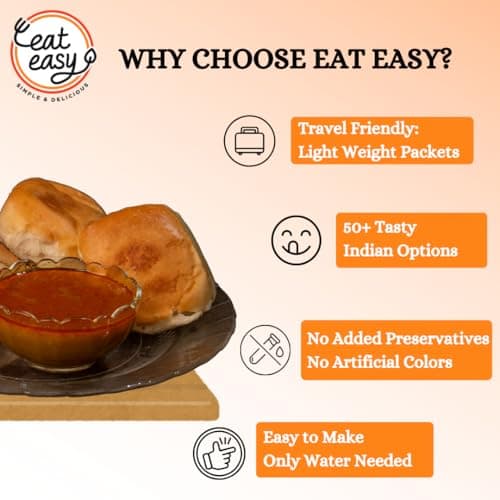 Eat Easy Ready To Eat Jain Misal, 90gm of 1 Pack, Instant Food, Indian Meal, Travel Food, No Preservatives, No Added Artificial Colours & Flavours, Just Add Water and Cook (Pack of 4) — image 4