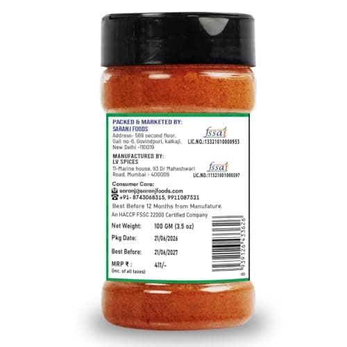 SARANZ Mysore Dosa Masala Indian Spice, 100 Grams Sprinkler Jar | Instant Dosa Masala, Ready to Use, No Added Colours, Premium Artisanal Spices, Rich & Strong Flavour — image 6