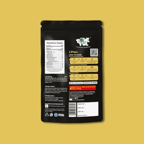 Bowlful Upma | 100% Natural | Ready-to-Eat Freeze-Dried Food | Authentic Indian Cuisine | Instant Healthy Meal | Microwaveable | No Added Preservative& Colours | Meal Ready In 5 Minutes — image 2