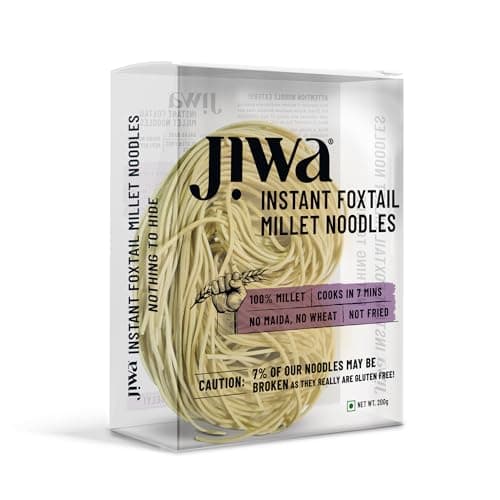 Jiwa Instant Foxtail Millet Noodles | Cooks in 7 minutes | Ready to Cook | 100% Millet | No Maida, No Atta | Not Fried | Gluten Free | 200 g (Pack of 3)