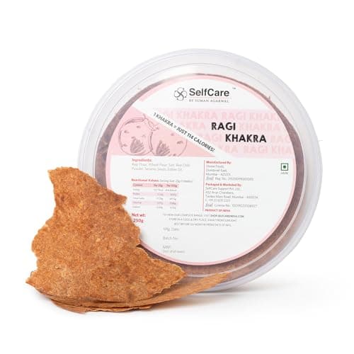 SelfCare By Suman Agarwal Ragi Khakra Pack of 1 250g | Roasted-Healthy-Snacks-Crackers-Namkeen-Grocery | Crispy & Chatpata - Tae time - Eat with Dip | Jain & Travel Friendly