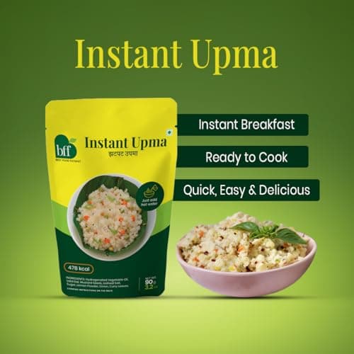 BFF Instant Upma 90g | Indian Breakfast Mix | Just Add Water | Made with Semolina & Spices | Convenient Meal for Home, Office & Travel (Pack of 2) — image 3