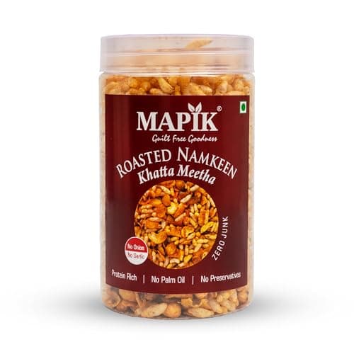 MAPIK Roasted Khatta Meetha Namkeen – Guilt Free, Baked Not Fried Snack | Sweet & Tangy Indian Mix Pack of 2-150g Each