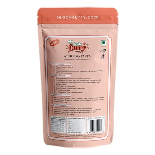 ReadyCurry | Alfredo Pasta | Jain | No Onion No Garlic| Spice Mix | Gravy Masala | Ready to cook in 10 minutes| Home style taste |No Dehydrated | No Freeze Dry |No Artificial Colours or Flavours or Preservatives| 70g (Pack of 6) — image 3