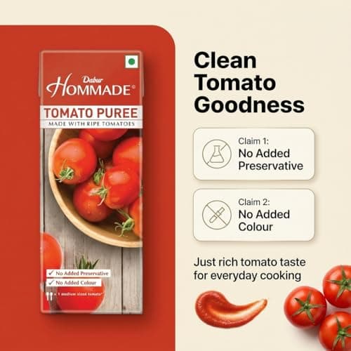 Dabur Hommade Tomato Puree : Made from Ripe Tomatoes with No Added preservatives - 200 gm — image 5