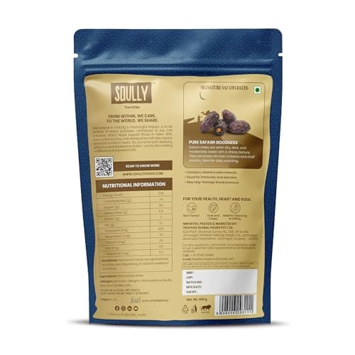 Soully Safawi Dates 400g | Premium Dates from Al-Medina | High in Fibre | Soft & Juicy Khajoor | No Added Sweeteners or Preservatives | Healthy Snacks khajur | Healthy Kalmi Dates for Snacking & Recipes — image 3
