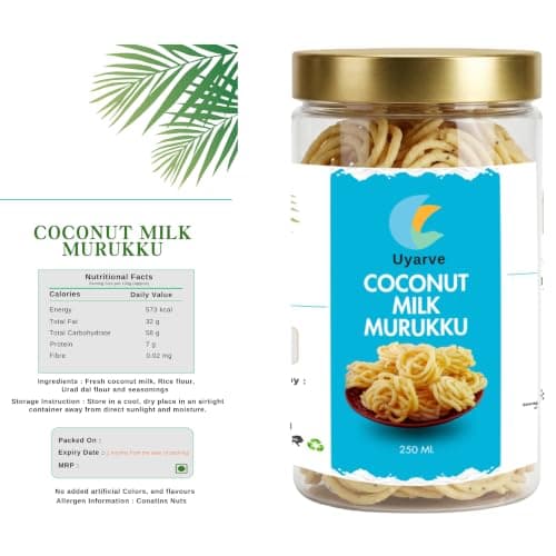 Uyarve Authentic Coconut Milk Murukku (200g) | Premium Thengai Paal Murukku | Crispy Traditional South Indian Snack | Gluten Free Rice Savoury | No Artificial Preservatives — image 5