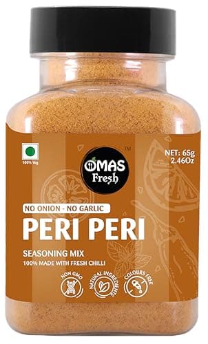 Omas Fresh Jain American Peri Peri Seasoning | No Onion, No Garlic Peri Peri Seasoning Best for Makhana, Pop-Corn, Savouries (65g)