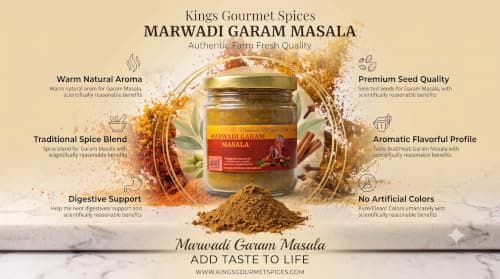 KING's Gourmet Spices Marwadi Garam Masala Powdered | No onion No garlic| Jain Spices Mix| Made up of 18 Spices| Home made| Zero preservative | 100% Natural — image 3