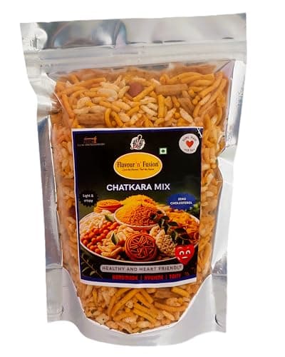 FLAVOUR N FUSION Chatkara Mix Namkeen | Crispy and Crunchy Savoury Snack | NO Onion NO Garlic | Handmade and Hygienically Prepared | No Artificial Colors or Flavours | Freshly Packed | 250 gm
