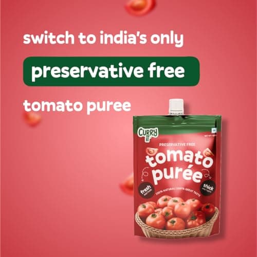 CURRYiT Tomato Puree | Made With 100% Fresh Hand Picked Tomatoes | No onion & Garlic | Tomato Paste For Cooking Pasta & Curries | No Added Preservatives or Colors | Pure & Natural (100g x 3) 300g — image 3