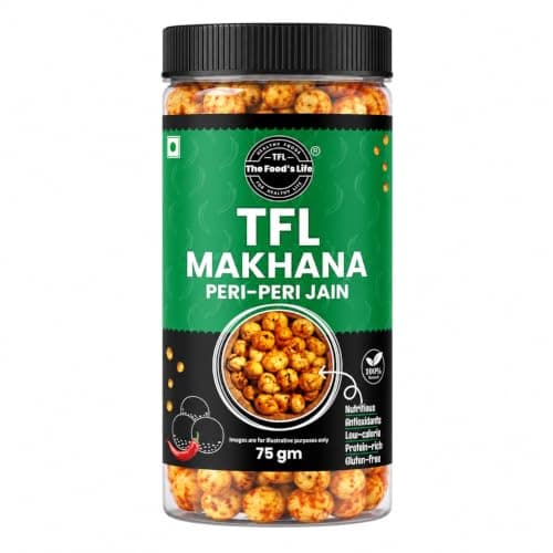 The Food's Life Peri Peri Jain Makhana | Roasted Lotus Seeds | Protein & Calcium-Rich | Gluten-Free | No Onion & Garlic | Healthy Snack 75g | Pack of 1