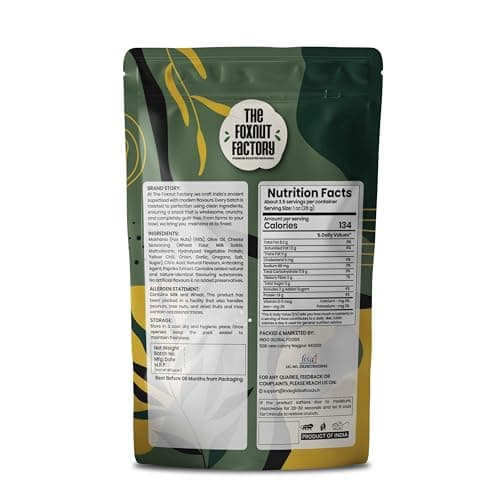 The Foxnut Factory Cheese Roasted Makhana 100g (3.53oz) – Crunchy and Tasty Fox Nuts (Lotus Seeds), Ready-to-Eat, Gluten-Free Vegetarian, Plant Based, Not Fried Healthy travel friendly Snack Brand: The Foxnut Factory — image 2