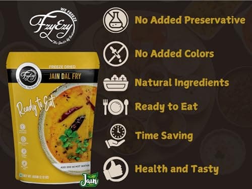 FzyEzy Freeze-Dried Jain Dal Fry – 60g | Authentic Jain Indian Meal | No Onion, No Garlic | Instant & Ready-to-Eat | Gluten-Free | Preservative-Free | Wholesome & Flavorful Jain dish — image 6