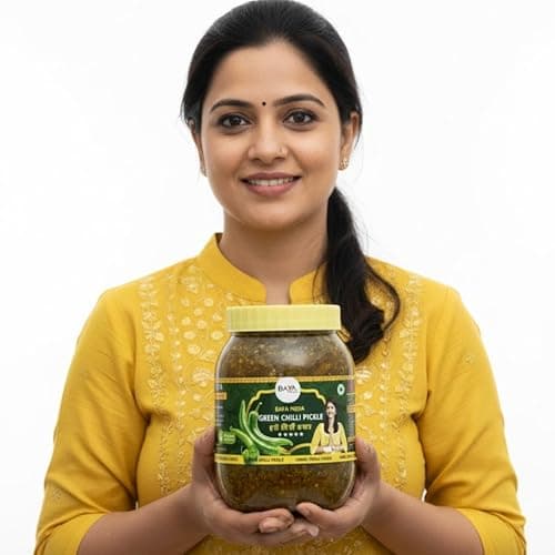 Baya India Homemade Hari Mirchi ka Achar | Authentic Green Chilli Pickle | Teekha Mast | Spicy & Tangy | Sun-Dried Chemical Free | No Vinegar No Garlic & Onion | 700g Plastic Jar — image 6