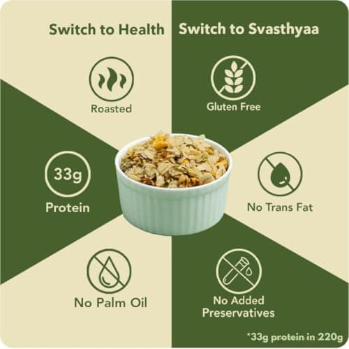 Svasthyaa High Fibre Millet Mix | Roasted Chivda Namkeen with Jowar, Chana Jor, Moong Jor & Corn Flakes | Healthy Ready to Eat, Sugar Free, Gluten Free, Diabetic Friendly Jain Snack | Protein Rich 220g - Pack of 1 — image 3