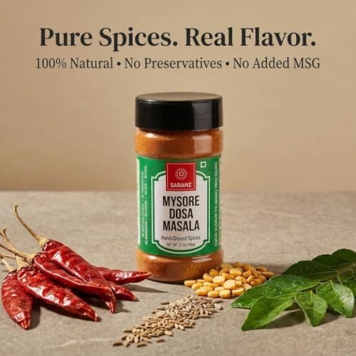 SARANZ Mysore Dosa Masala Indian Spice, 100 Grams Sprinkler Jar | Instant Dosa Masala, Ready to Use, No Added Colours, Premium Artisanal Spices, Rich & Strong Flavour — image 4