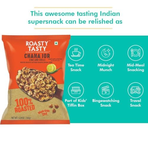 Roasty Tasty Roasted Chana Jor Lime & Chilli Whole Grain Indian Snacks- 200g |No MSG | Zero Cholesterol & Trans Fat | Diet Namkeen | Gluten Free | Ready-to-eat | High in protein | Export Quality | Healthy Snacks — image 6