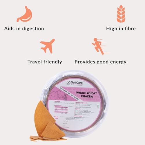 SelfCare By Suman Agarwal Whole Wheat Khakhra Pack of 1 250g | Travel Friendly - Aids digestion - Fibre Rich | Healthy-Snacks-Namkeen-Grocery | Crispy - Tea time - Eat with Dip | — image 3