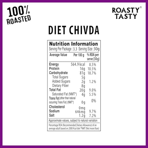 Roasty Tasty Diet Chivda | Gluten-Free Roasted Chiwda with Rice & Jowar Flakes | No Onion No Garlic Millet Namkeen | Light & Crunchy Tea-Time Roasted Non Fried Snack | Low Calorie Palm Oil Free Namkeen | 100g x 4 Packs | Indian Mixture — image 6