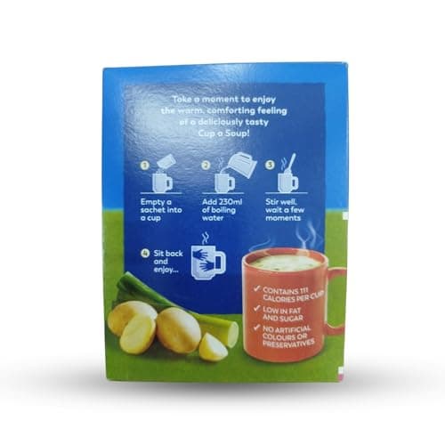 Batchelors Cup A Soup Creamy Potato & Leek Instant Soup Sachets, 107g (4 Pack) | Just Add Hot Water | Low Fat Vegetarian Mix | No Artificial Preservatives — image 2