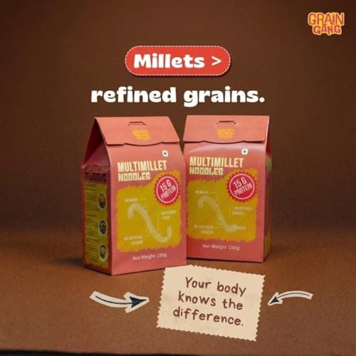 GRAINGANG Multimillet Noodles | No Maida | 15g Protein | Not Fried | No Artificial Colours | 150g Each | Pack of 4 — image 3