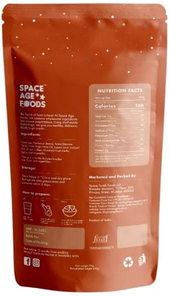 Space Age Foods | Jain Friendly - Peri Peri Hummus Powder | Instant Healthy Dip Mix | Pack of 1 Makes 250g Creamy Hummus (75g Dry) | 3-4 Servings | High Protein & Vegan Friendly | No Preservatives, Additives, Colours or Fillers | Authentic Mediterranean Flavour | Ready in 1 Minute – Just Add Water & Mix | Jain-Friendly Recipe (No Onion, No Garlic) — image 2