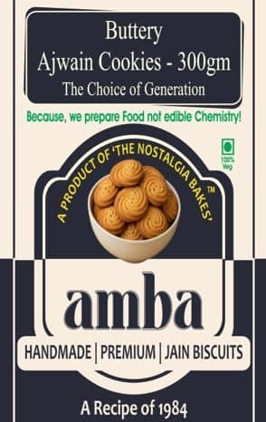 Amba Handmade Jain Biscuits Combo Pack | Buttery Ajwain Cookies & Peepe Wale Aata Biscuits | Traditional Tea Time | Crunchy & Fresh Baked Snacks | Premium Indian Bakery Cookies Combo Pack — image 3
