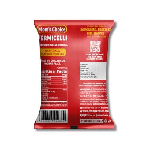 Mom’s Choice Shortcut Plain Vermicelli | 100% Suji | No Maida | 100% Pure Veg | Source of Protein | Cholesterol Free | Non-Sticky | Easy to Cook | No Artificial Flavours & Colours | Pack of 2 | 400g x 2 — image 3